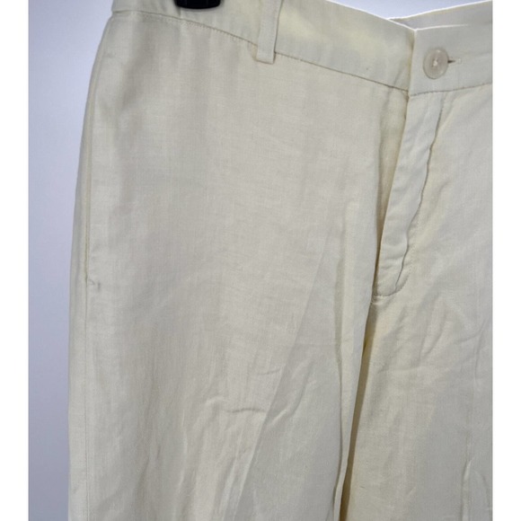 Gap Womens Linen Pants Pale Yellow High Rise Wide Leg Cropped Size 6 - Picture 2 of 7